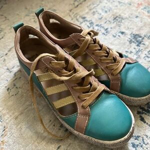 Anthropologie L'Artiste Teal and Brown Sneakers